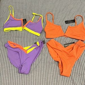 TWO matching v-neck bikini sets. BRAND NEW WITH TAGS.